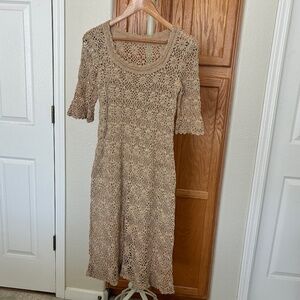 Vintage Hand Crocheted Midi Dress S/M